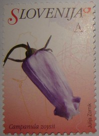 Campanula zoysii (Zoisova zvončica) je upodobljena tudi na eni izmed rednih poštnih znamk.